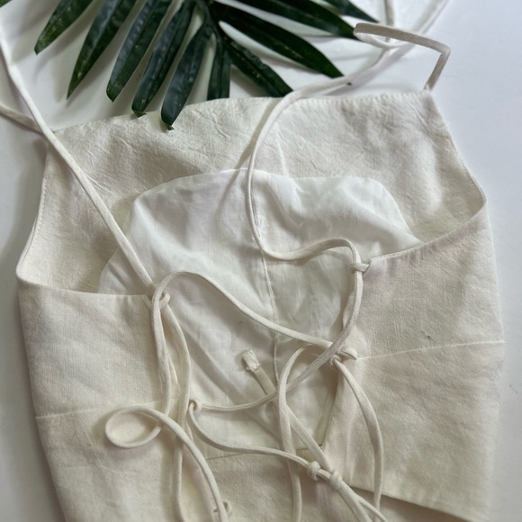 Anna Nata REVOLVE lace back white linen top size small - Picture 3 of 6